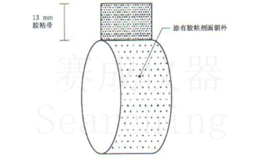 濟(jì)南賽成VOC-01環(huán)形初粘儀測(cè)試時(shí)，將膠帶式樣彎轉(zhuǎn)成如圖這樣的環(huán)形試樣，有膠面朝外